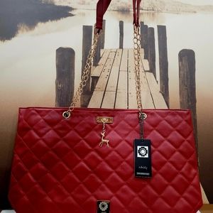 Brand New Leather handbag embroidery thread chain bucket bag